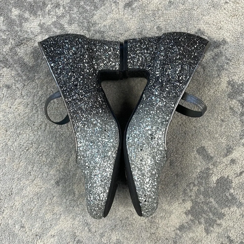 MICHAEL Michael Kors Gemini Dax Glitter Mary Jane Kitten Heel Pumps Ombre Silver